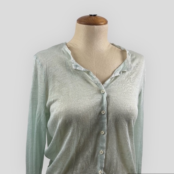 Rozae Nichols Mint Green Metallic Cardigan Sweater - Picture 7 of 9